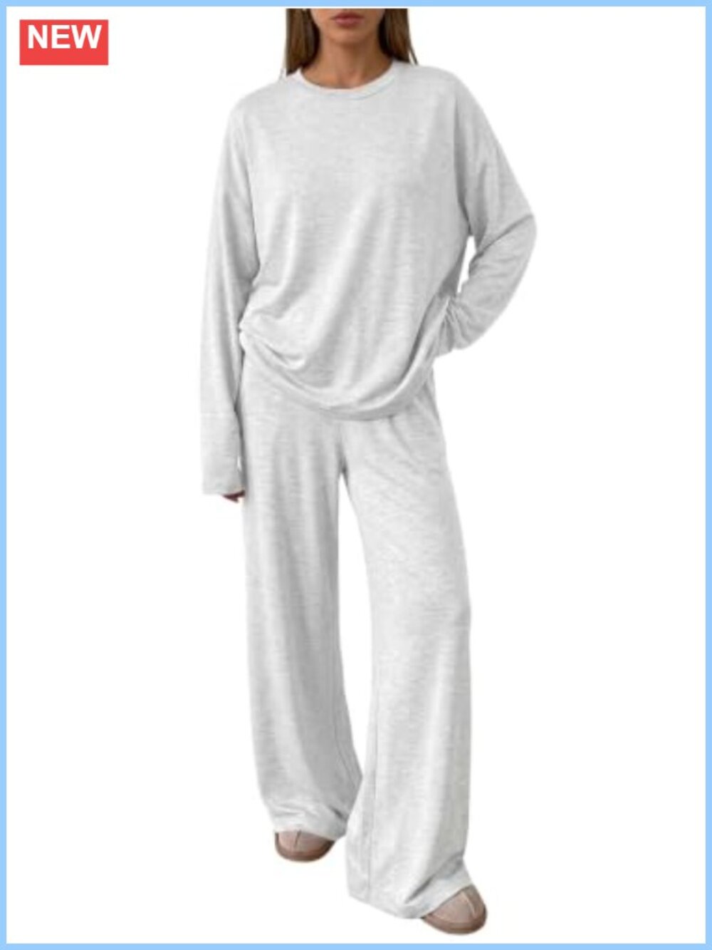 2 Piece Lounge Set Oversized Pullover Top Wide Leg Pants Pocket